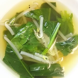 ほうれん草とモヤシのスープ(^^)